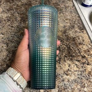 NWT Starbucks gradient green grid tumbler